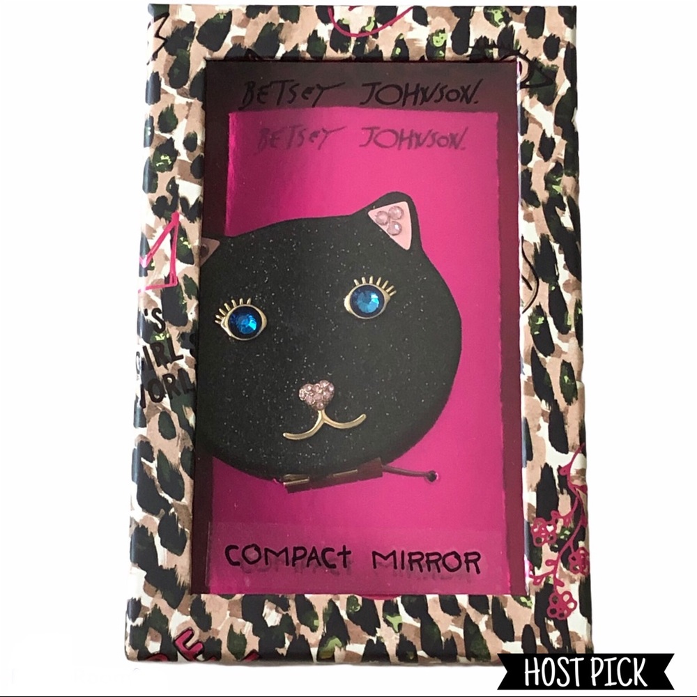 Betsey Johnson Black Cat Compact Mirror